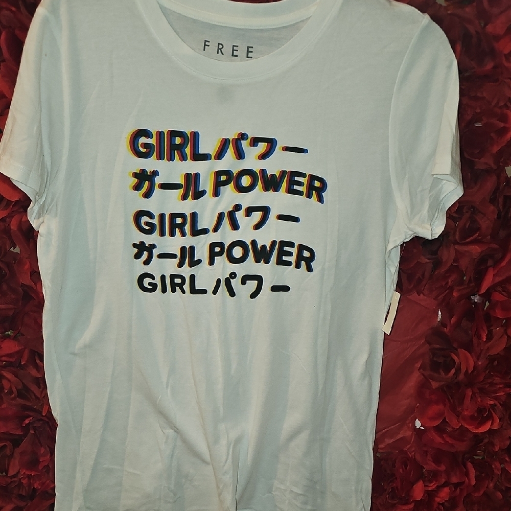 Free State NWT White Tee with Graphic Girl Power Print Size XLarge